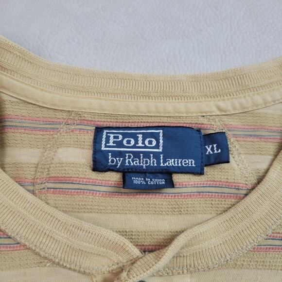 VTG Y2K Polo Ralph Lauren Sportswear Henley Shirt Mens Size XLarge Striped Retro - Picture 3 of 8